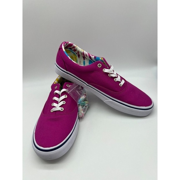 Polo Ralph Lauren Men’s Keaton-Pony Lace Up Canvas Sneaker Vivid Pink - Picture 2 of 4